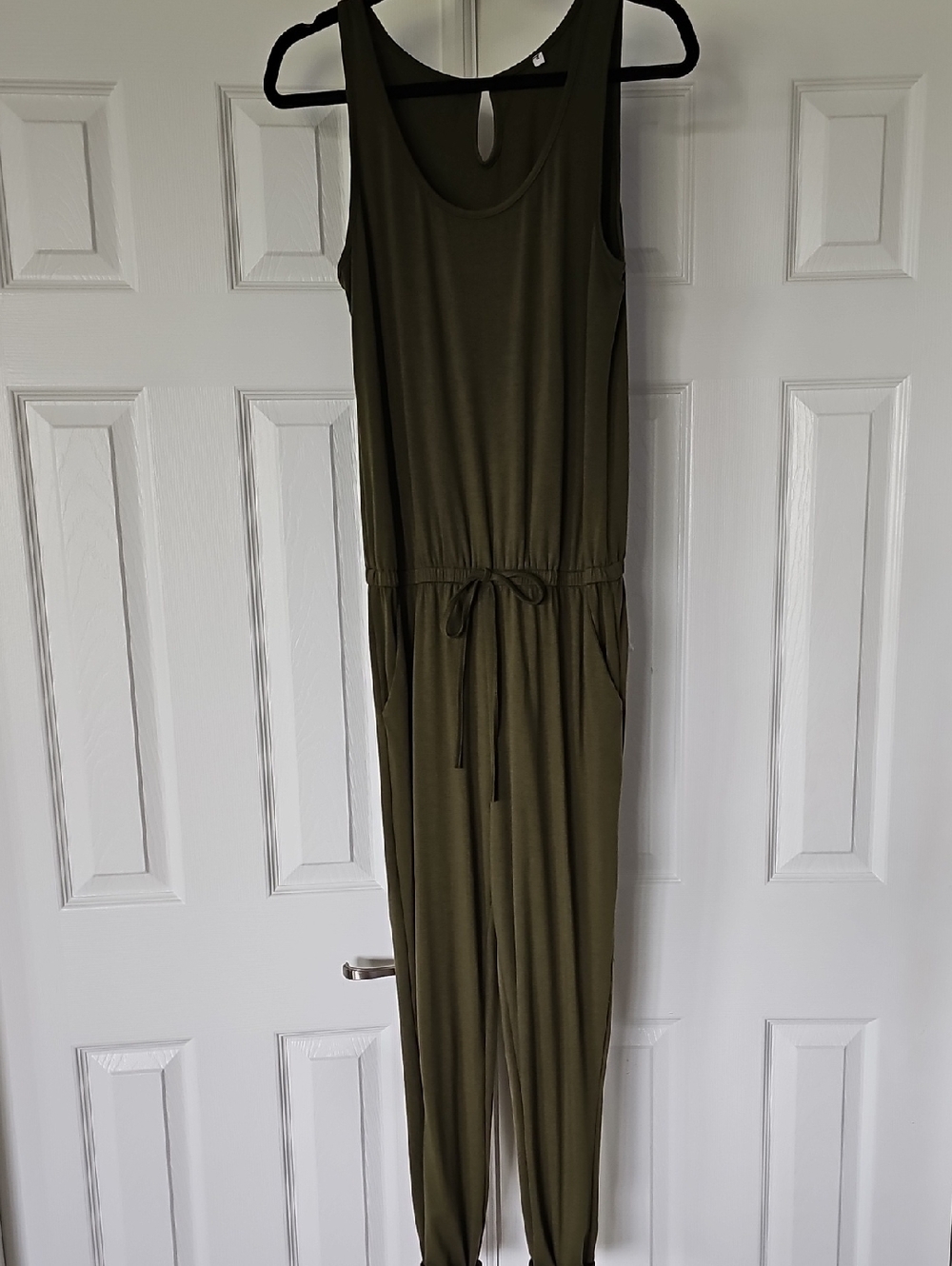 Olive Drawstring Tank Jumpsuit